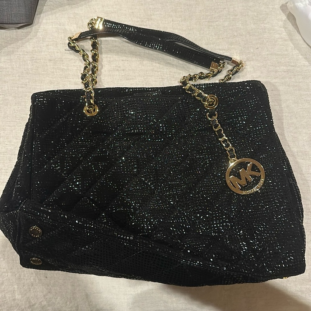 Michael Kors Black and Gold Shoulder Purse